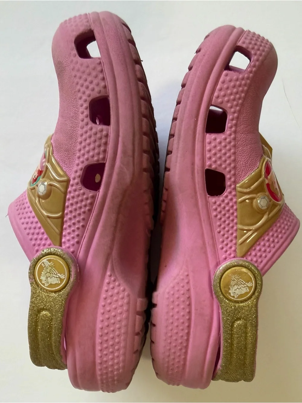 Disney Princess Light Up Crocs Pink Gold Girls Kids C9 Working Lights